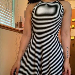 Black and white striped dress